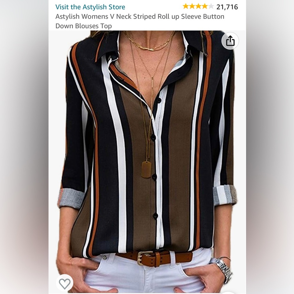 Astylish Collared V-neck Button-down Blouse